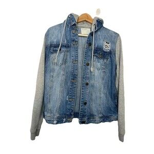 Life In Progress Women's Large Hoodie Jean Denim Jacket